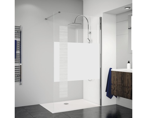 Cabine de douche Breuer Panorama 1000x2000 cm verre déco rayures diagonales chrome 3338005073005