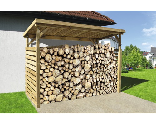 Abri bûches weka pour bois de chauffage 663 B taille2 274x131 cm nature