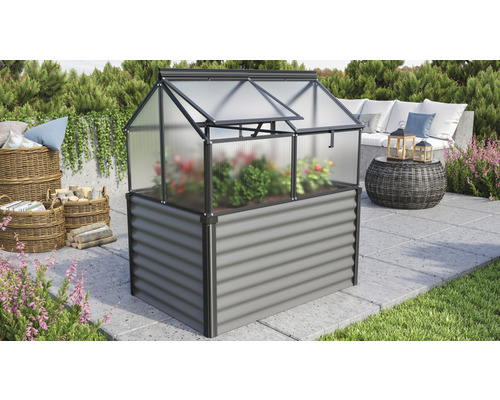 Jardinière surélevée, serre châssis Gaia panneaux alvéolaires 4 mm 121,7 x 83,1 x 135,1 cm noir