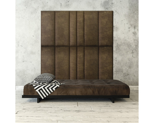 Coussin mural Preston marron aspect cuir 30 x 90 cm