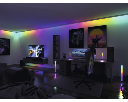 Einrichtung eines Spielzimmers mit LED-Leuchtmitteln zur dekorativen Beleuchtung