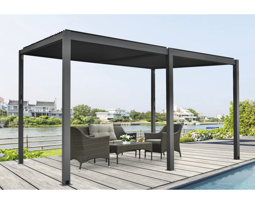 Pergola, pavillon avec toit à lamelles pour ouvrir 400 x 310 x 253 cm anthracite