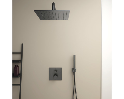 Système de douche avec douche de tête, douchette à main et thermostat