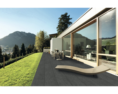 Feinsteinzeug Terrassenplatte Portland Night rektifizierte Kante 180 x 40 x 2 cm Feinsteinzeug Terrassenplatte Portland Night rektifizierte Kante 180 x 40 x 2 cm