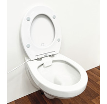 Weisses Hänge-WC mit offenem Toilettendeckel