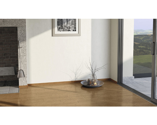 Intérieur avec plancher en bois, cheminée et décoration