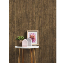 Papier peint décoratif à panneaux de bois avec table et décoration