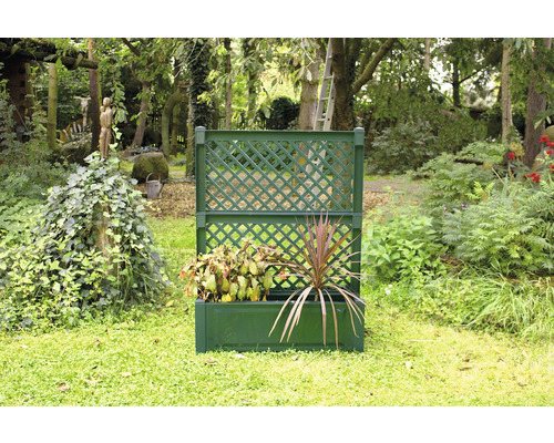 Jardinière KHW 140 x 100 x 43 cm plastique vert avec espalier central
