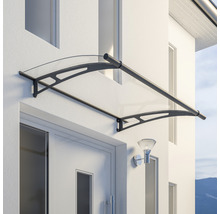 Haustürvordach mit transparenter Abdeckung und dunklem Rahmen
