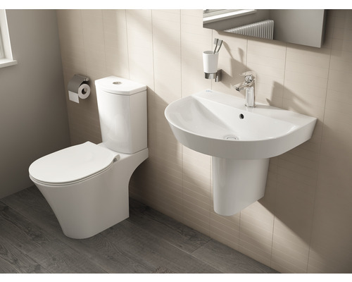 Badezimmeransicht mit Toilette und Waschbecken