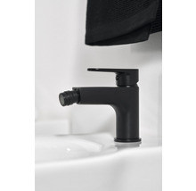 Schwarze Bidetarmatur auf einem Waschbecken