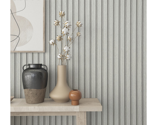 Panneaux muraux décoratifs en bois avec des vases sur une table