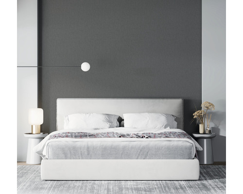 Modernes Schlafzimmer mit Bett, Nachttischen und Beleuchtung