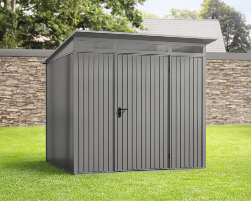 Abri de jardin Hörmann EcoStar Trend-P type 2 RAL9007 porte à un vantail 247.9 x 283.4 cm gris