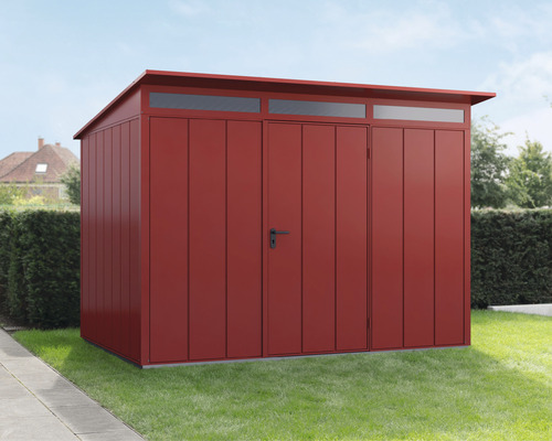 Abri de jardin Hörmann EcoStar Elegant-P type 3 RAL3004 porte à un vantail 302,8 x 238 cm rouge