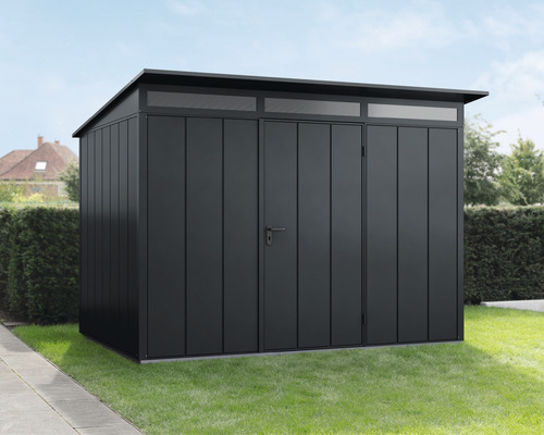 Abri de jardin Hörmann EcoStar Elegant-P type 3 RAL7016 porte à un vantail 312.7 x 283.4 cm anthracite