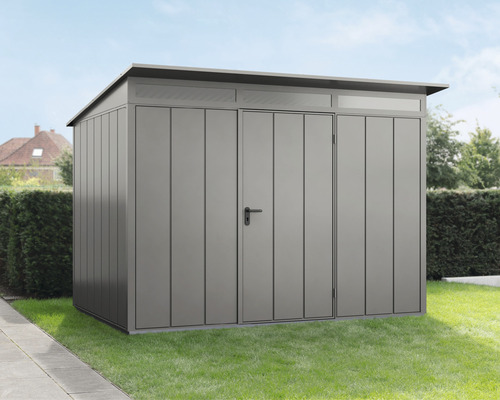 Abri de jardin Hörmann EcoStar Elegant-P type 3 RAL9007 porte à un vantail 312.7 x 283.4 cm gris