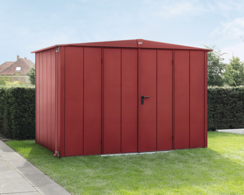 Abri de jardin Hörmann EcoStar Elegant-S type 3 RAL3004 porte à deux vantaux 302,8 x 238 cm rouge