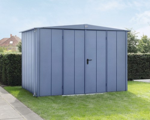 Abri de jardin Hörmann EcoStar Elegant-S type 3 RAL5014 porte à deux vantaux 323.6 x 247.7 cm bleu