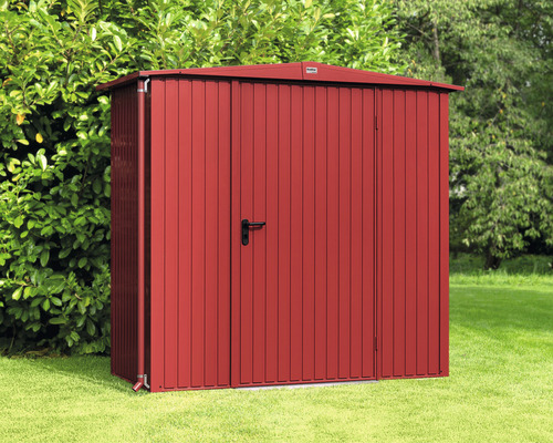 Abri de jardin Hörmann EcoStar Trend-S type 1 RAL3004 porte à un vantail 258.8 x 121.3 cm rouge