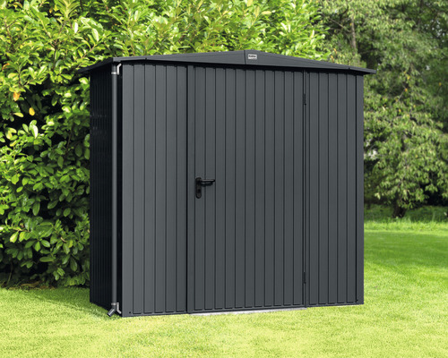 Abri de jardin Hörmann EcoStar Trend-S type 1 RAL7016 porte à un vantail 258.8 x 121.3 cm anthracite