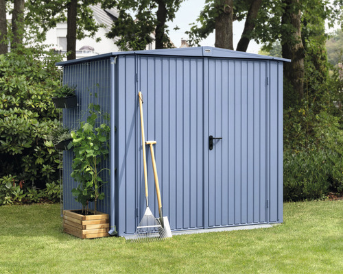 Abri de jardin Hörmann EcoStar Trend-S type 2 RAL5014 porte à deux vantaux 238 x 238 cm bleu