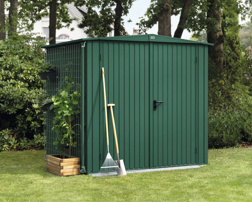 Abri de jardin Hörmann EcoStar Trend-S type 2 RAL6005 porte à deux vantaux 238 x 238 cm vert