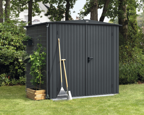 Abri de jardin Hörmann EcoStar Trend-S type 2 RAL7016 porte à deux vantaux 258.8 x 247.7 cm anthracite