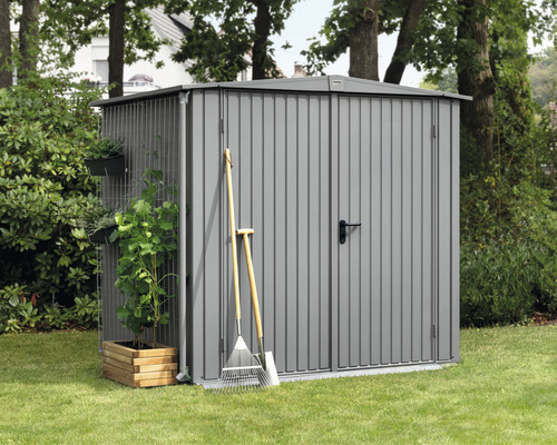 Abri de jardin Hörmann EcoStar Trend-S type 2 RAL9007 porte à deux vantaux 258.8 x 247.7 cm gris