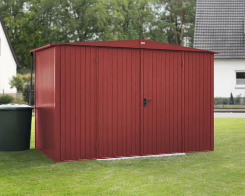 Abri de jardin Hörmann EcoStar Trend-S type 3 RAL3004 porte à deux vantaux 323.6 x 247.7 cm rouge