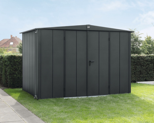 Abri de jardin Hörmann EcoStar Elegant-S type 3 RAL7016 porte à deux vantaux 302,8 x 238 cm anthracite