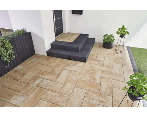 Dalle de terrasse en béton Crescendo Trend Sahara-blanc-mélange 50 x 25 x 5 cm