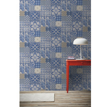 Vliestapete 36923-1 Metropolitan Fliese blau-beige