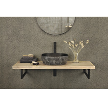 Vasque de salle de bains moderne à motifs sur étagère en bois