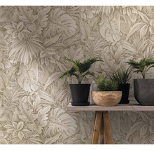 Papier peint à motifs avec motif botanique et plantes d''intérieur sur une table