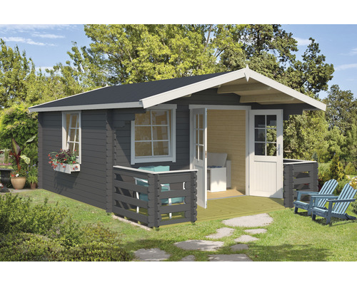 Abri de jardin Luna 2 avec plancher, jardinière, terrasse 403,8 x 530 cm gris carbone