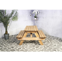 Holz-Picknicktisch mit Sitzbänken für den Aussenbereich