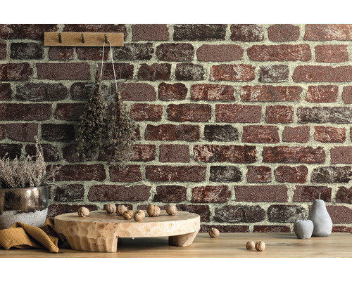 Dekorative Ziegelstein Tapete in einem Innenraum mit rustikalem Flair.