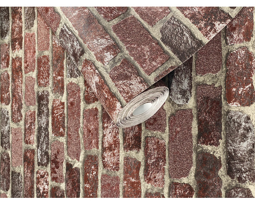 Tapete mit Ziegelsteinmuster und Rollen