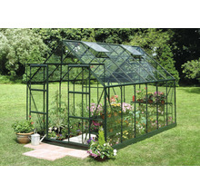 Gewächshaus Halls Magnum 128 9,9 m² Blankglas 3 mm 257x384 cm Aluminium grün
