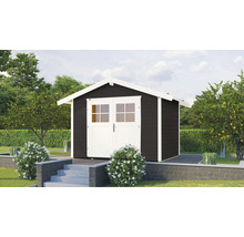 Abri de jardin avec double porte dans le jardin