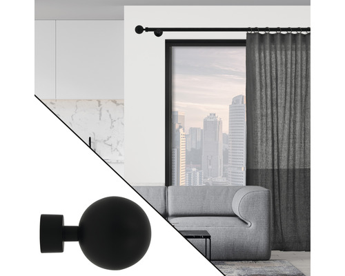 Tringle à rideaux avec embout sphérique dans un salon moderne