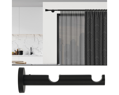 Tringle à rideaux avec rideau et support double pour tringles à rideaux