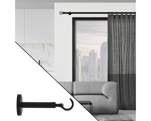 Tringle à rideaux avec rideau, salon et support de tringle à rideaux
