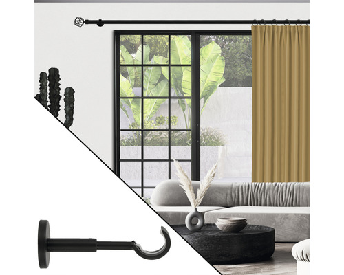 Tringle à rideaux avec embout et support de tringle à rideaux