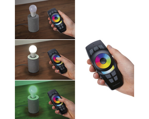 Betonleuchte mit LED Lampe und Fernbedienung zur Steuerung der Lichtfarbe