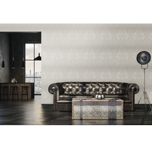 Papier peint intissé 38708-4 ornement baroque gris-blanc