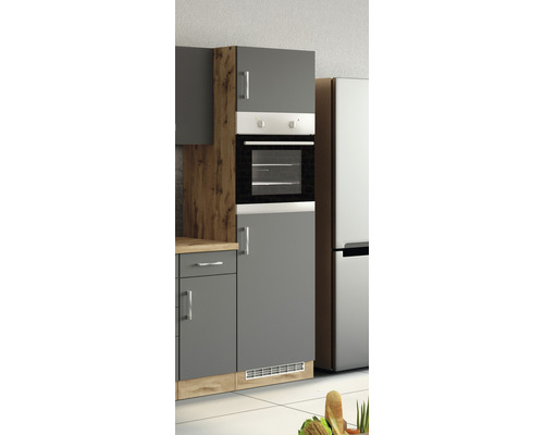 Vue de la cuisine avec four encastrable gris