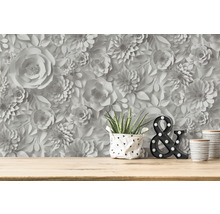 Blumentapete mit dreidimensionalen Papierblumen als Hintergrund