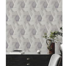 Szene mit gemusterter Tapete mit 3D-Effekt im Raum.